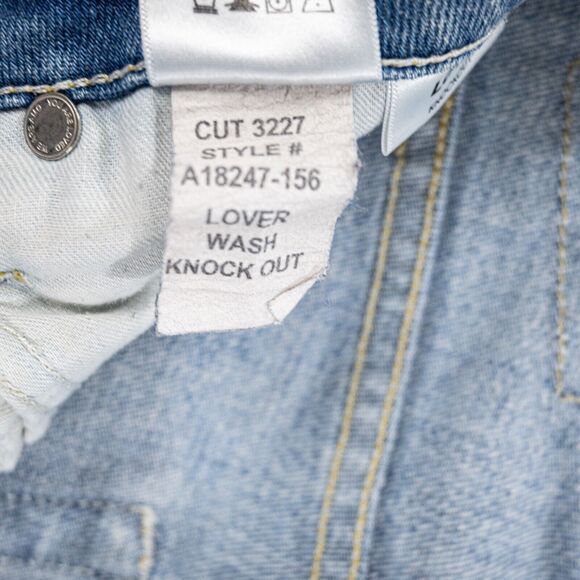 AMO Denim Lover Slim High-Rise Jeans Chewed Hem Blue knockout Size 27 - Picture 6 of 11